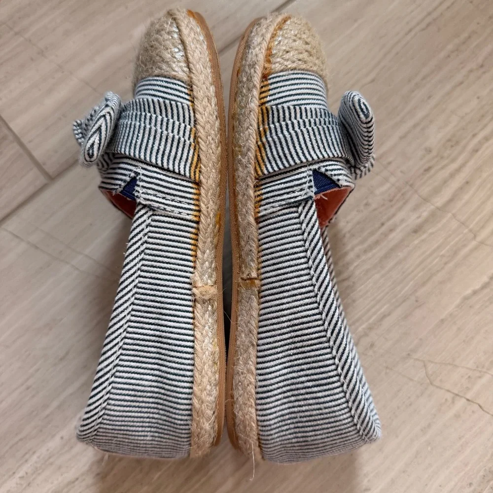 Nautica Ancora Espadrille Flats Striped Bow Slip On Summer Navy White 10 Toddler